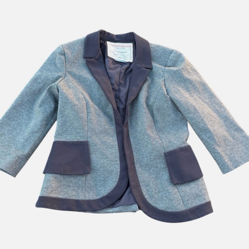CARTONNIER by ANTHROPOLOGIE Gray & Black Blazer Peplum Women's S 2P